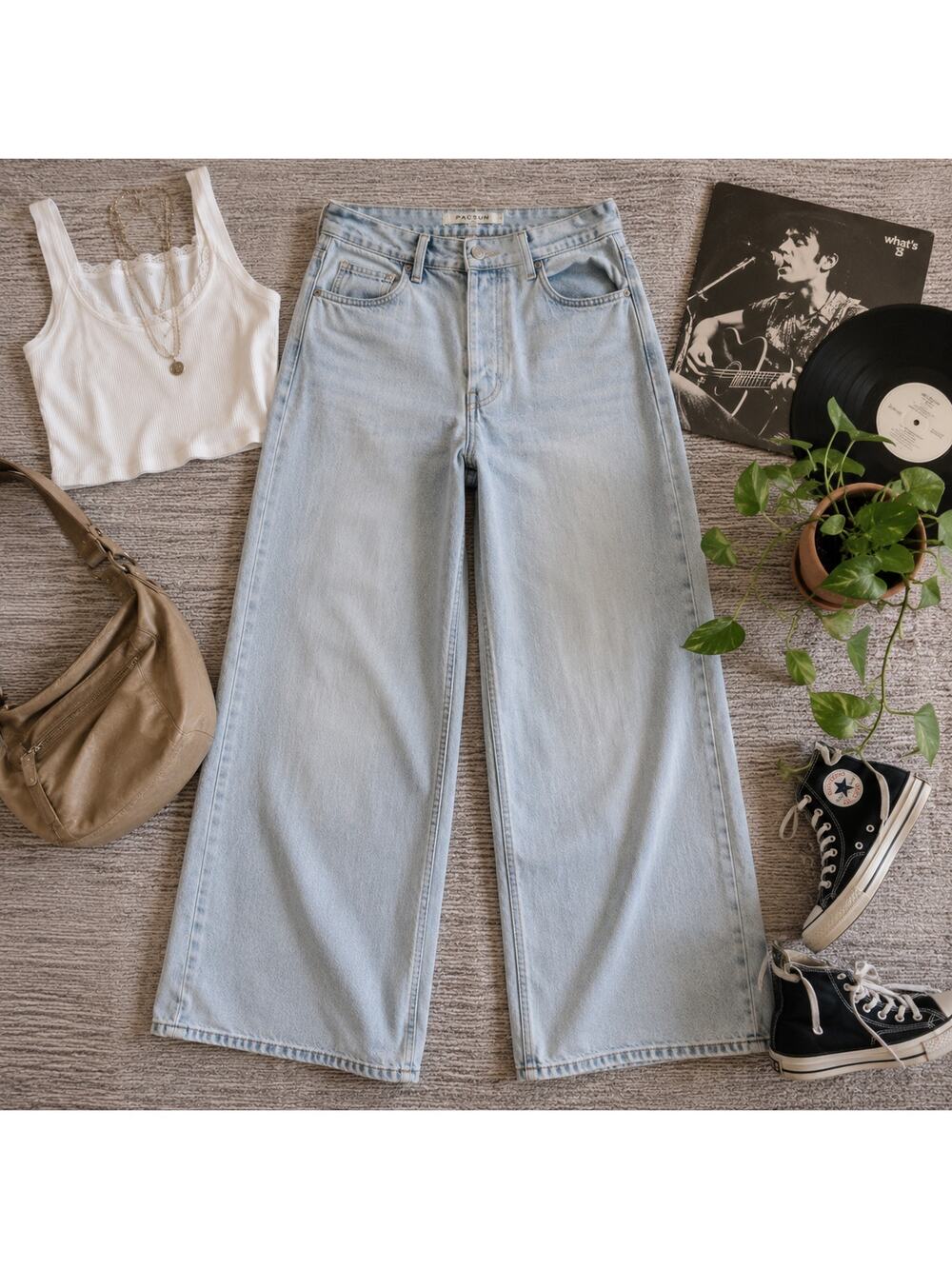 PacSun Wide Leg Jeans Size‎ 25 Light Wash Button Fly Y2K Skater Denim